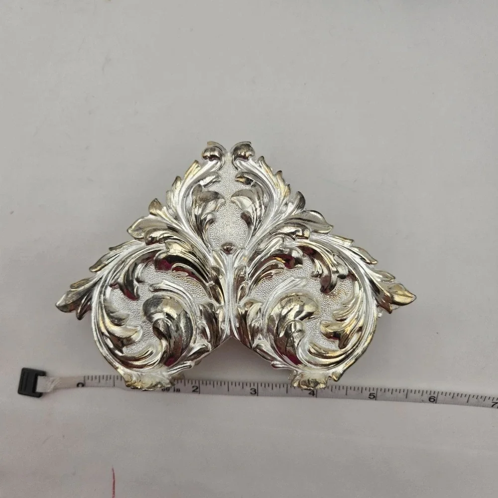 Vintage Ornate Silver Tone Napkin Holder Scroll Design NIB Hong Kong Baroque New